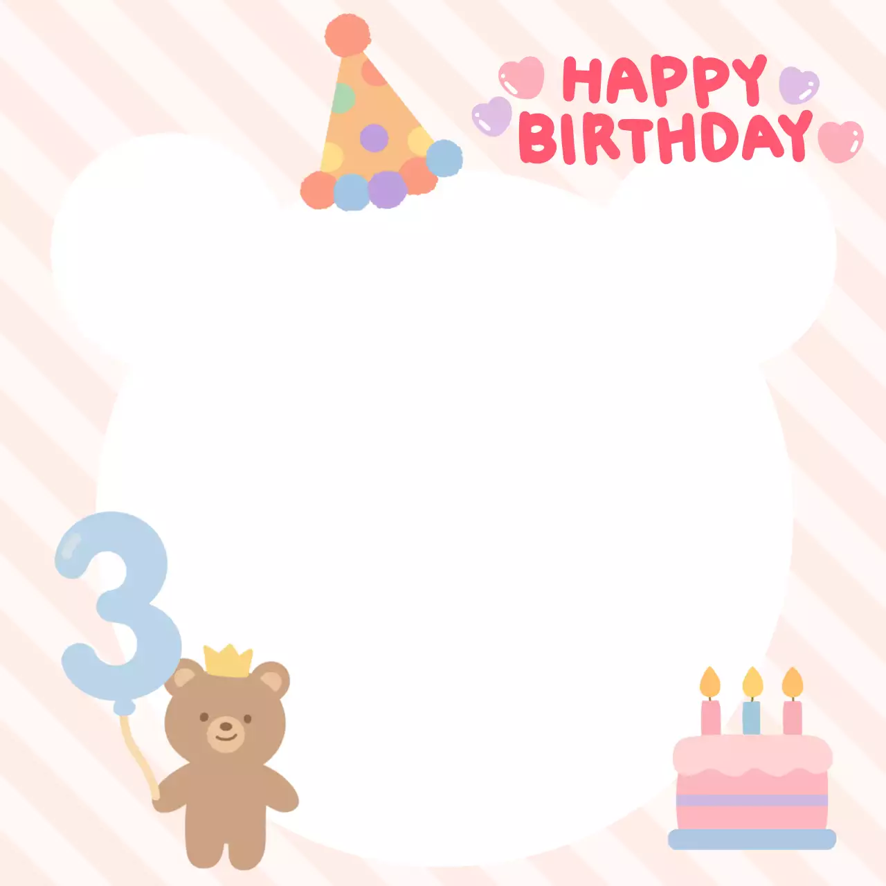 핑크 아기자기한 생일 축제 안내