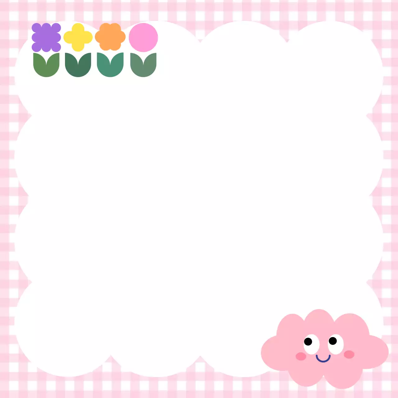 분홍색 아기자기한 꽃 구름 프레임