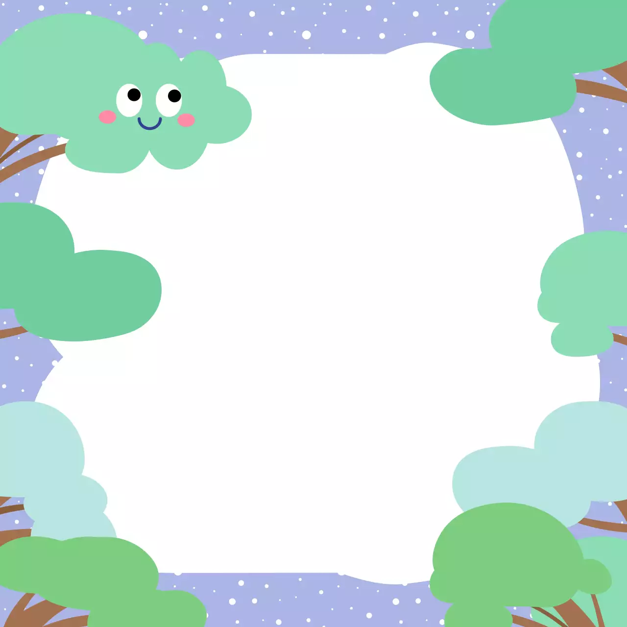 하늘색 아기자기한 나무 프레임