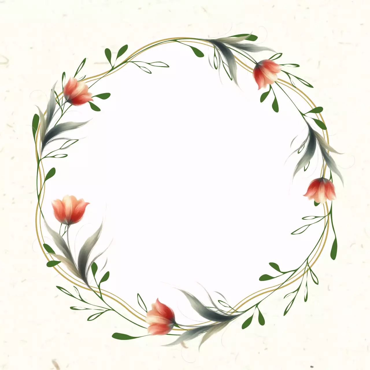 주황색 우아한 튤립 필기 문구