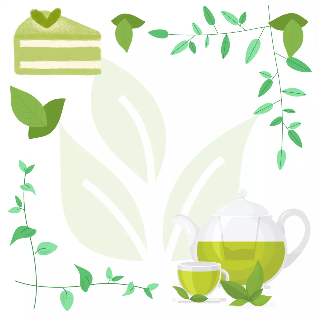 초록 심플 녹차 디저트 홍보