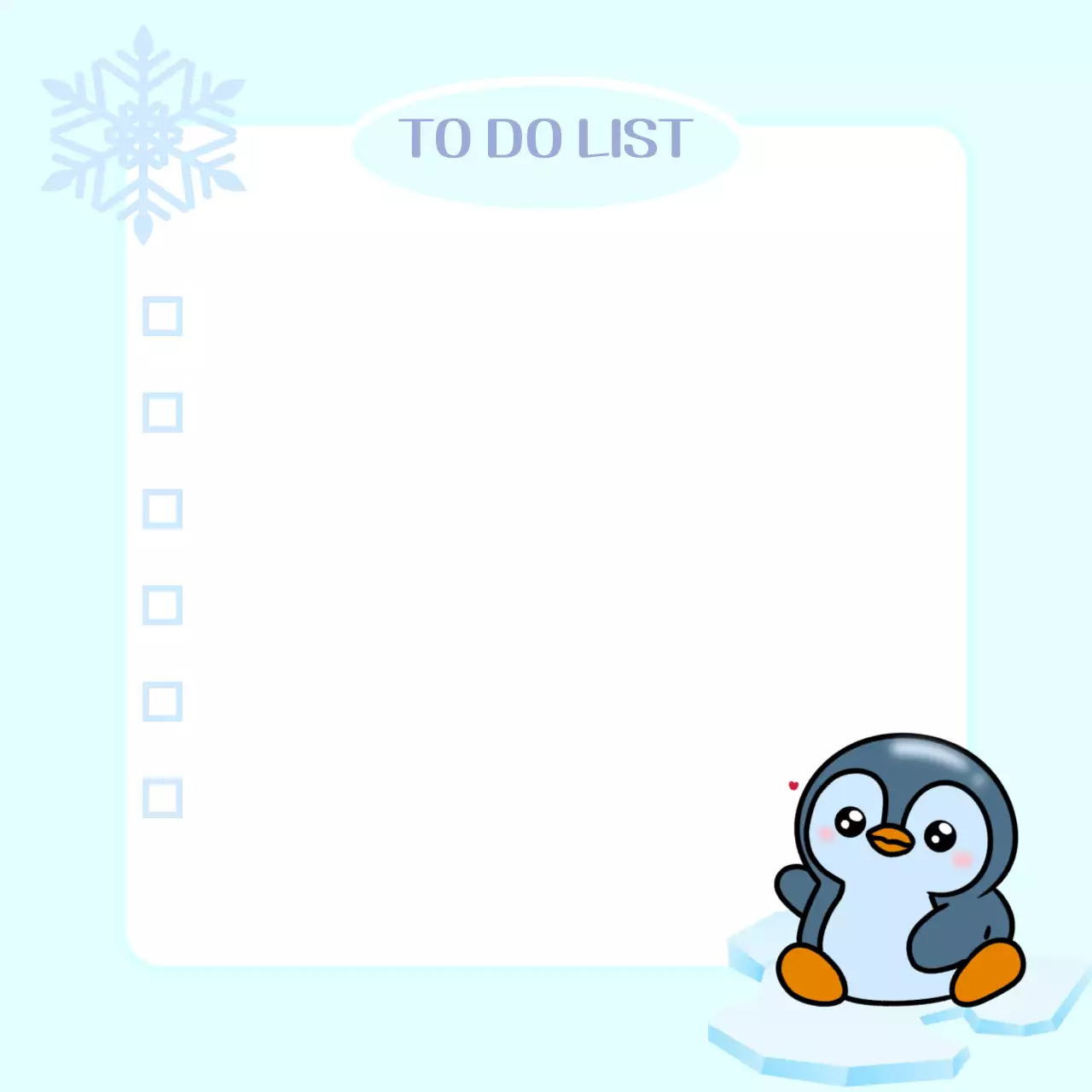 하늘색 아기자기한 펭귄 다이어리