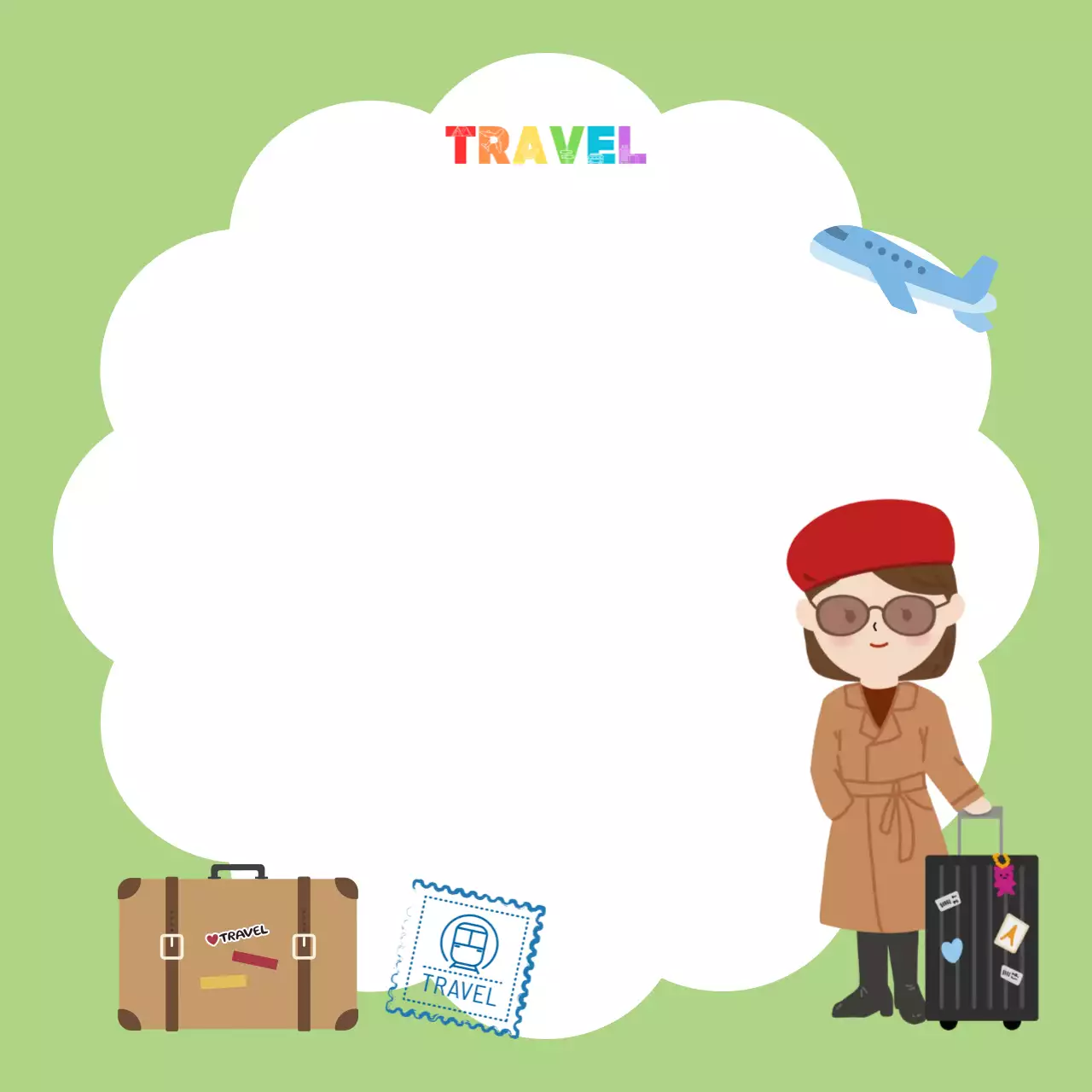 연두 귀여운 여행 포토프레임