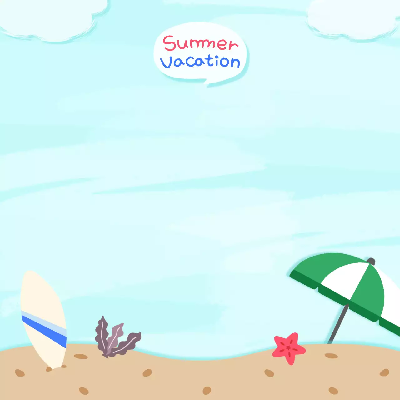 하늘색 심플 여름방학 해변 미니 노트