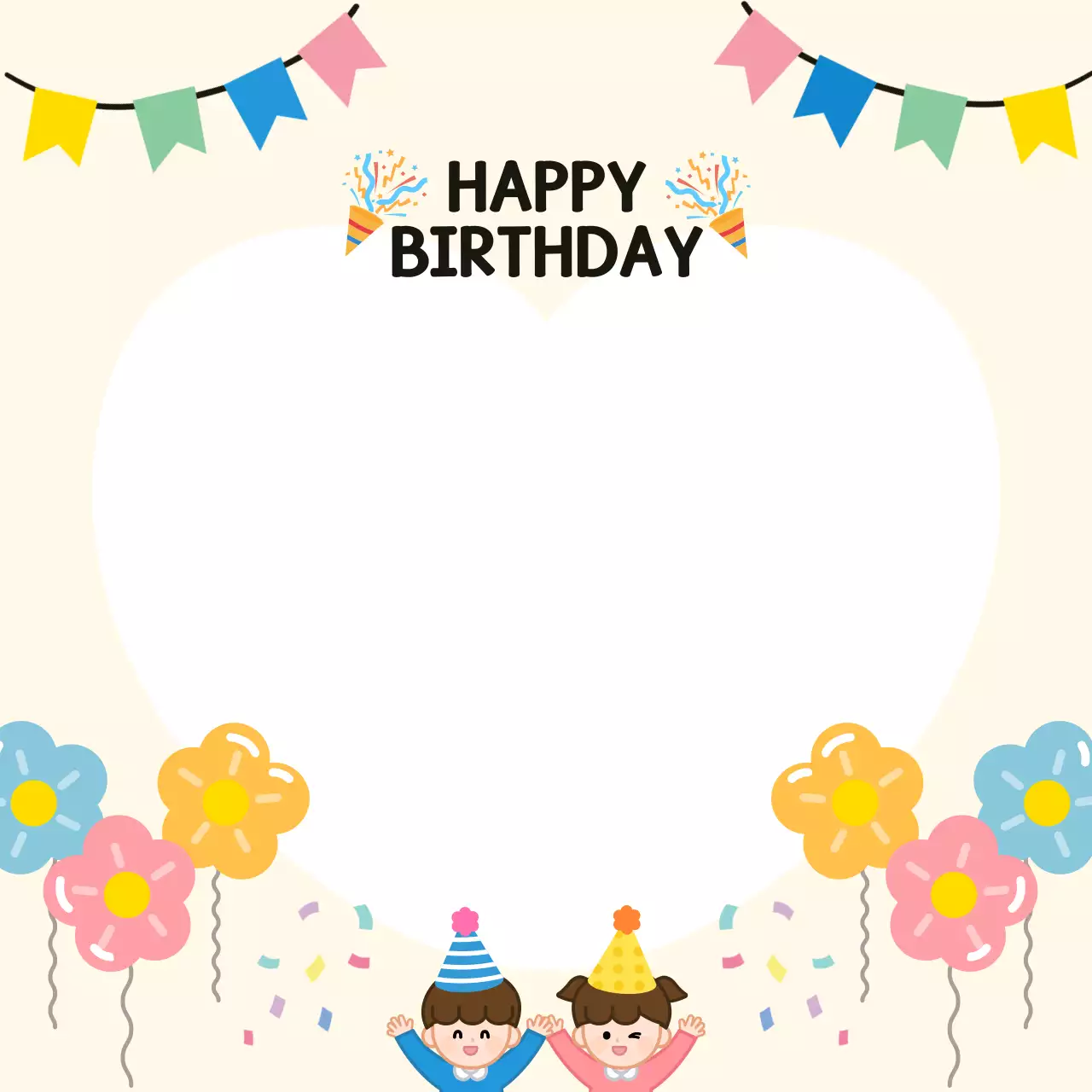 노랑 아기자기한 생일 축하 인사