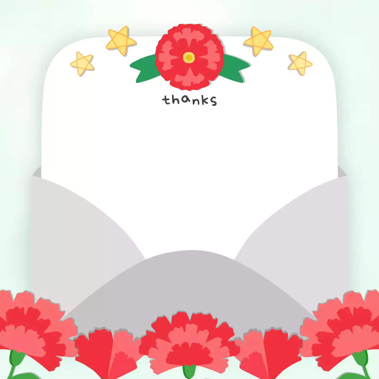 빨강 심플 카네이션꽃 감사 미니 노트