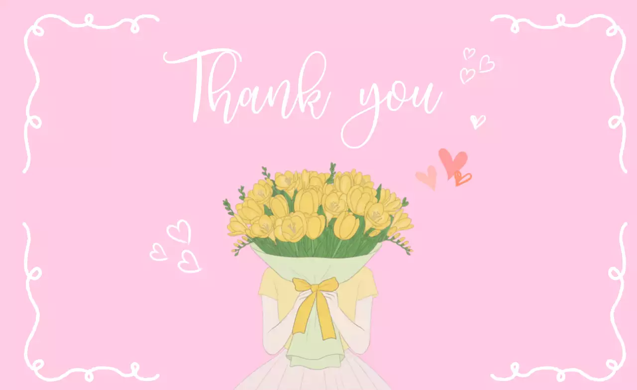 분홍색 아기자기한 감사 인사
