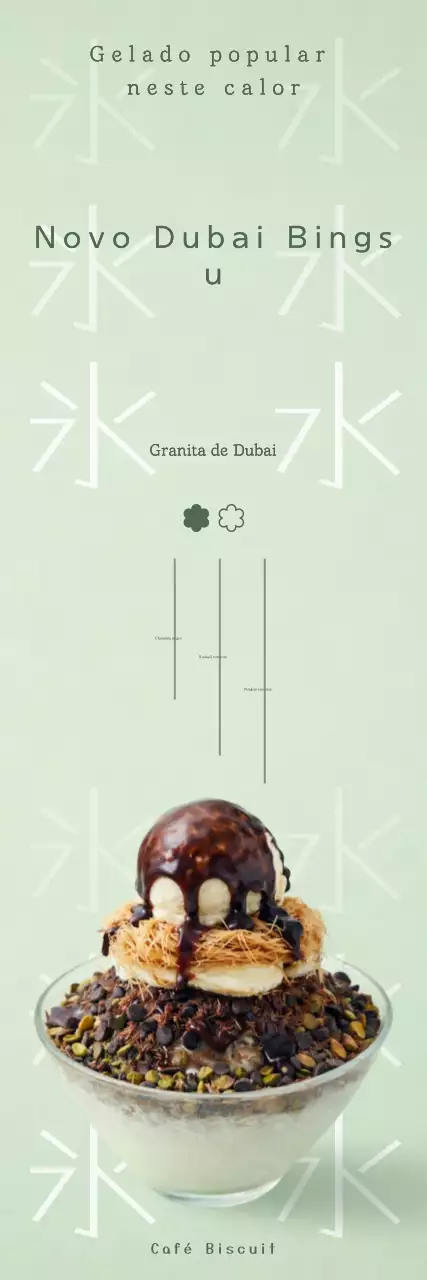 Promovendo o menu de raspadinha verde-clara e saudável de Dubai.