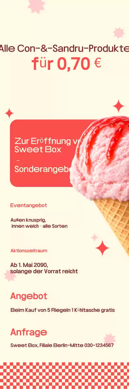 Rote, ordentliche Snacks zum Einheitspreis