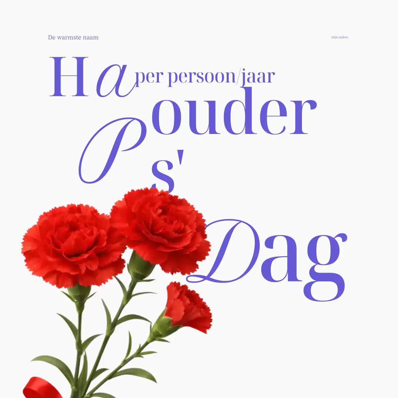 Rode, eenvoudige herdenkingskaart voor Ouderendag