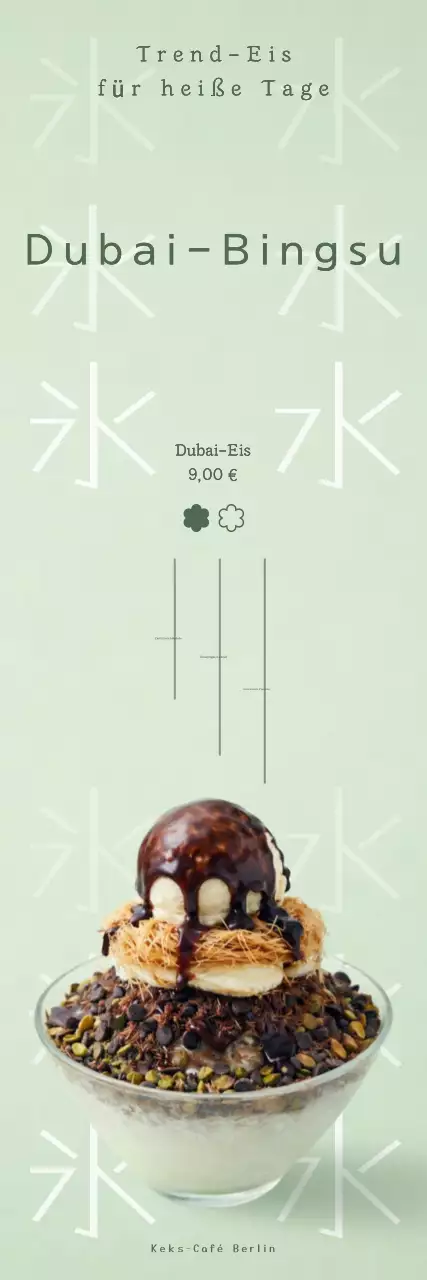 Werbung für das umweltfreundliche, saubere Dubai-Shaved-Ice-Menü