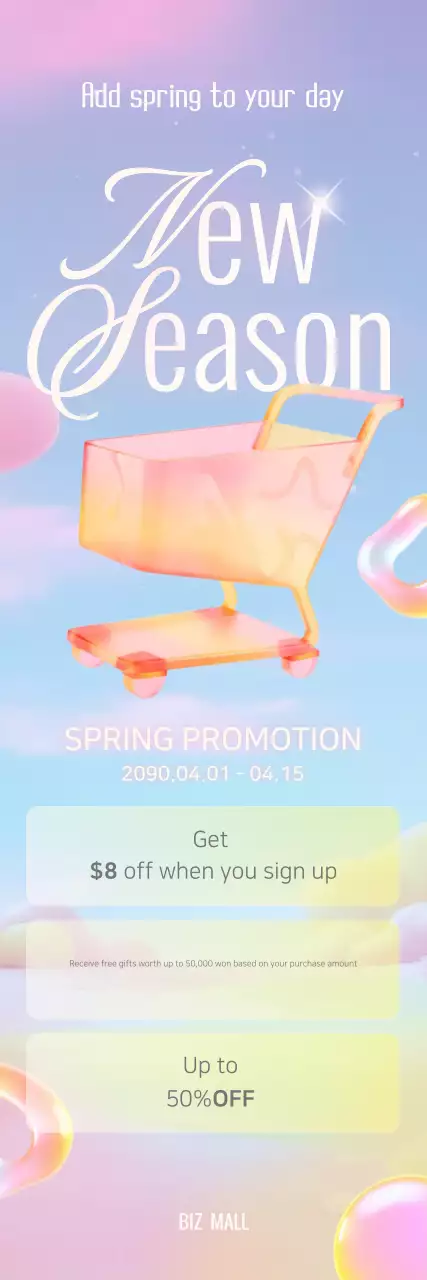 Khuyến mãi mùa xuân tối giản màu hồng