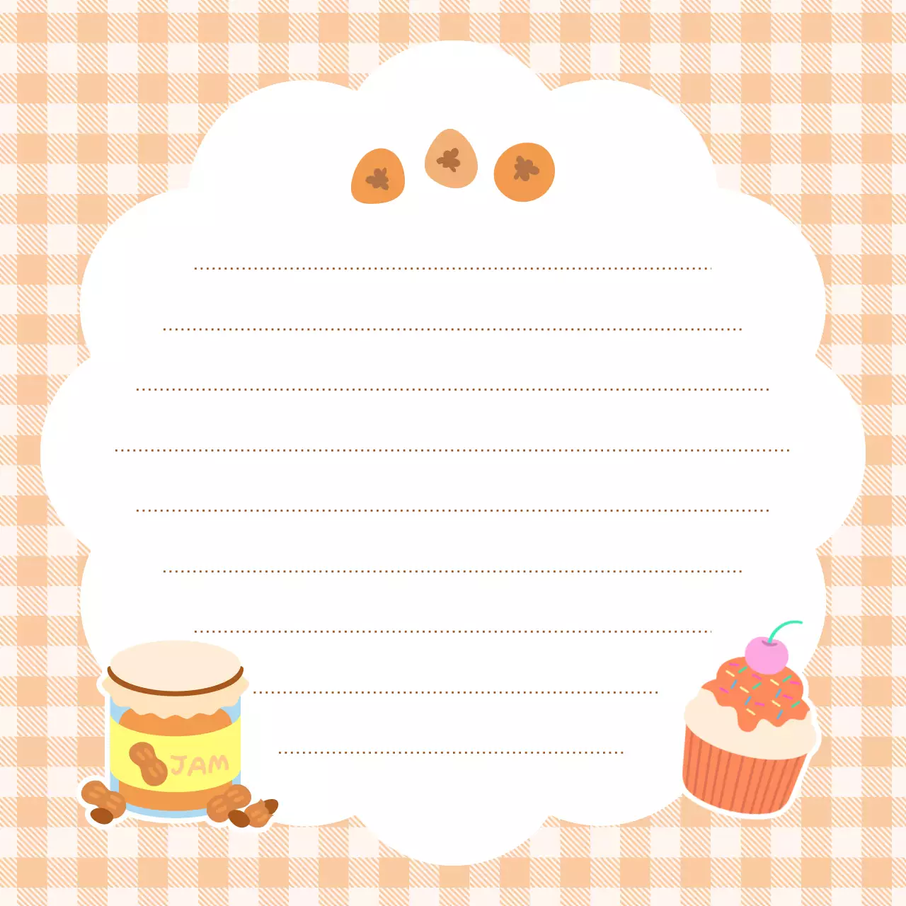 오렌지 아기자기한 베이커리 편지