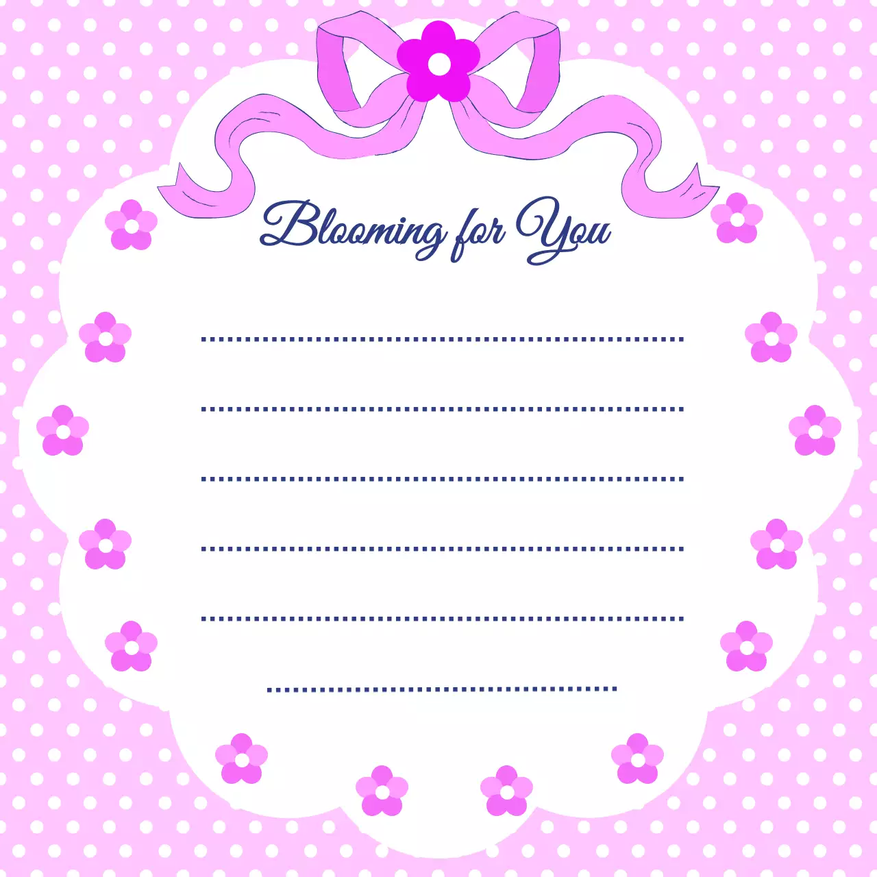 분홍색 아기자기한 꽃무늬 편지지