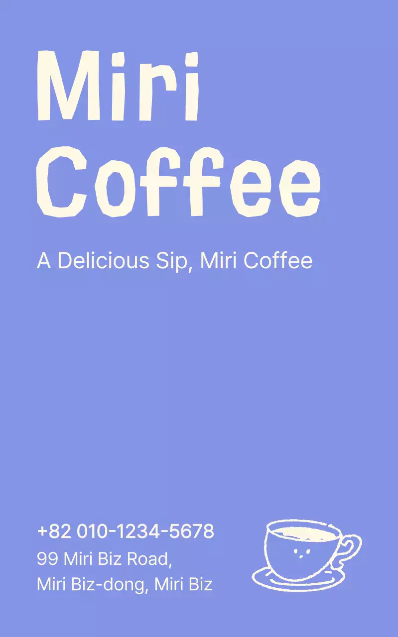 파란색 깔끔 커피 메뉴판