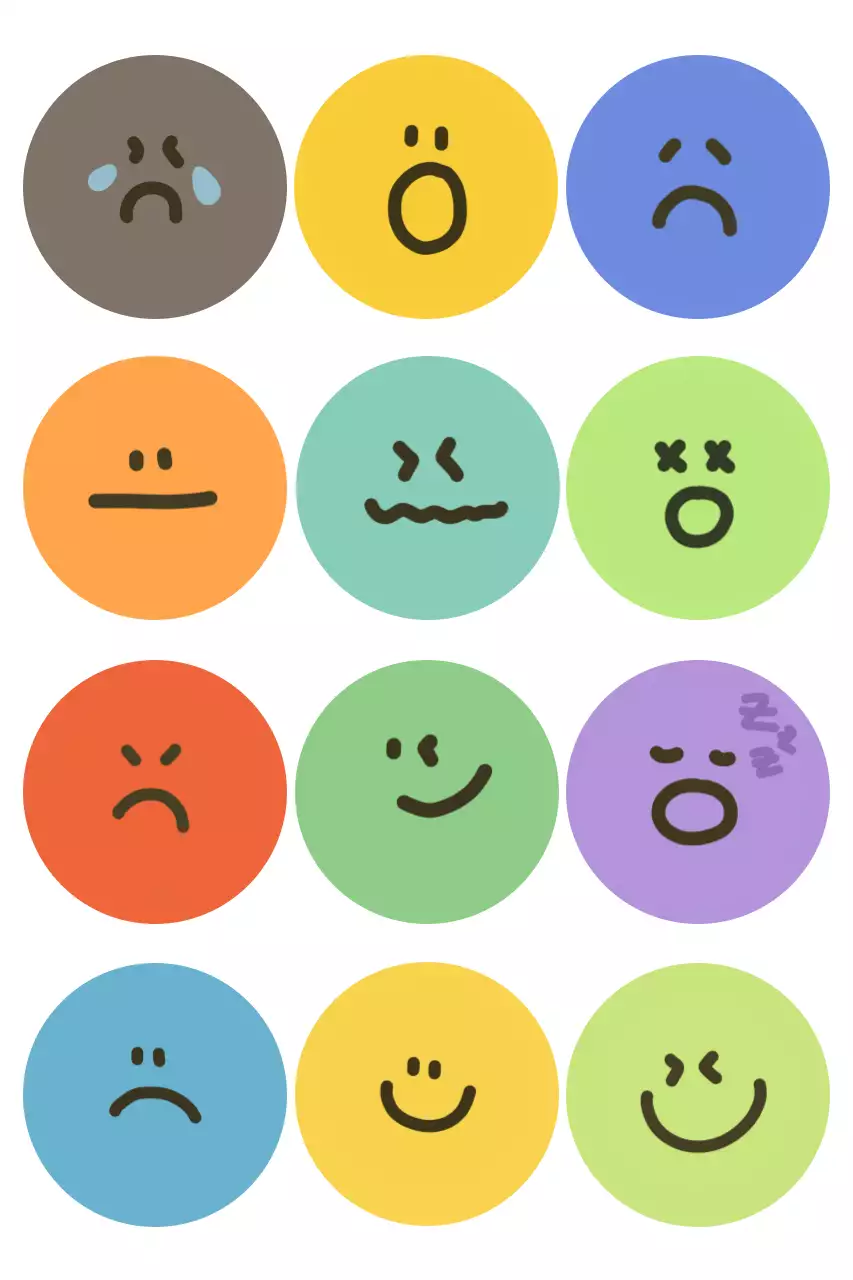 노랑 미니멀 감정 표현 스티커