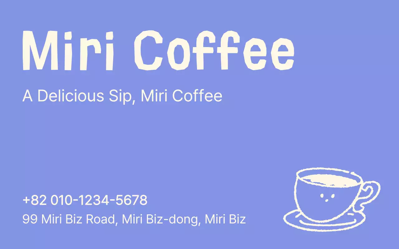 파란색 깔끔 커피 메뉴판