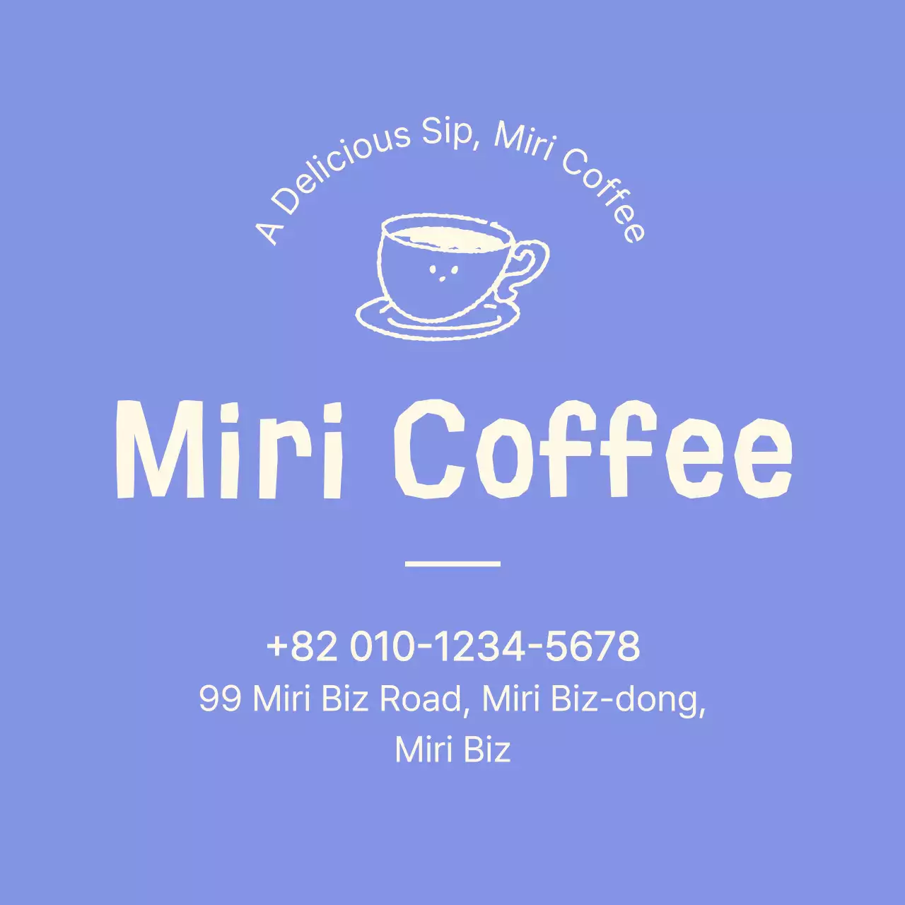 파란색 깔끔 커피 메뉴판