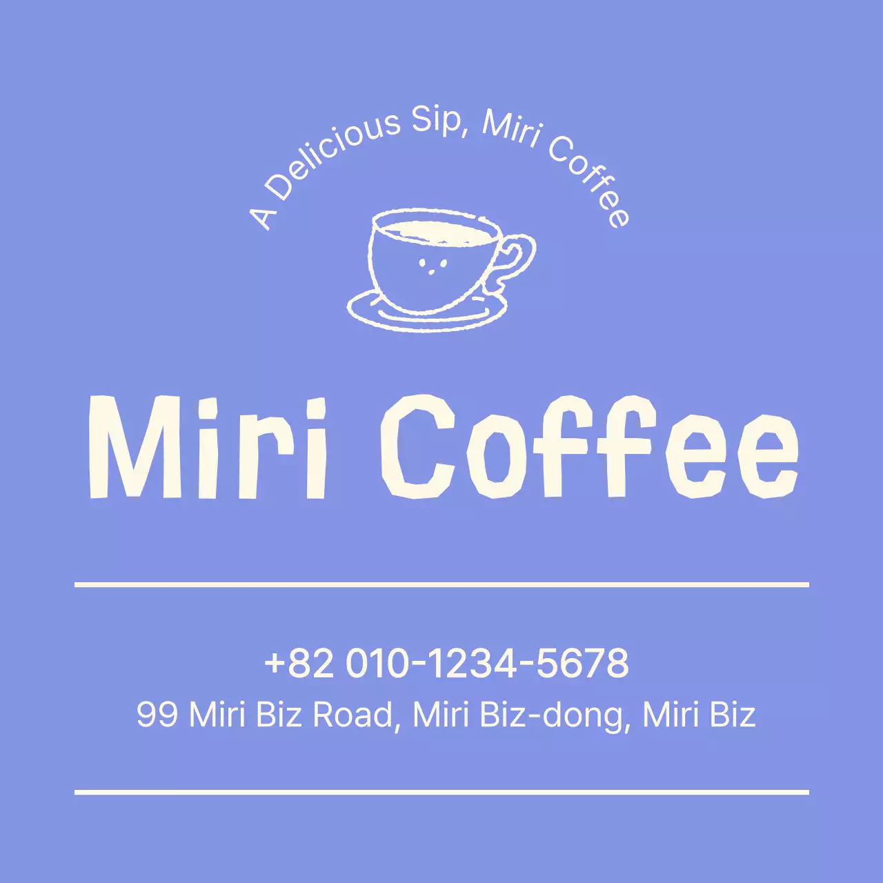 파란색 깔끔 커피 메뉴판