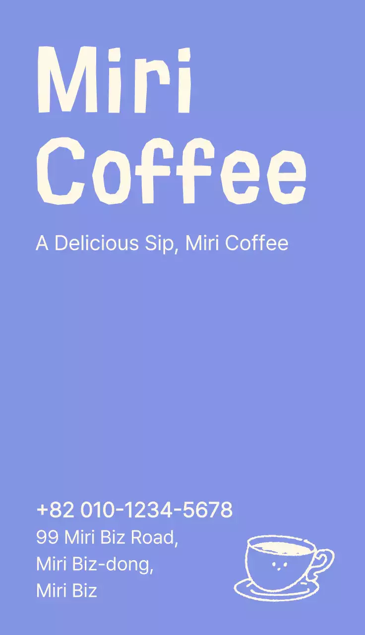 파란색 깔끔 커피 메뉴판