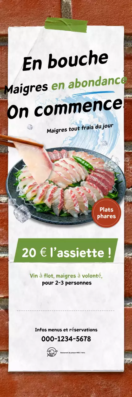 Promouvoir un menu de sashimi frais et élégant.