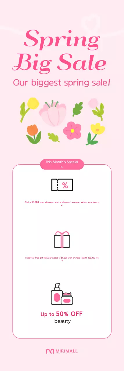 Sự kiện giảm giá mùa xuân đơn giản màu hồng