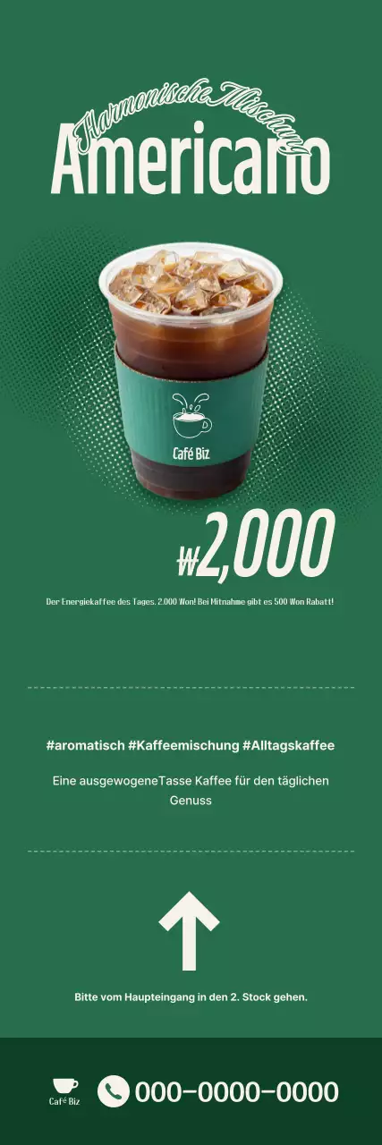 Förderung des grünen, einfachen Kaffeemenüs