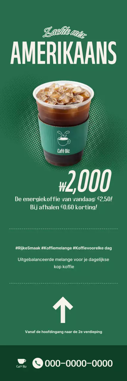 Het groene, eenvoudige koffiemenu promoten