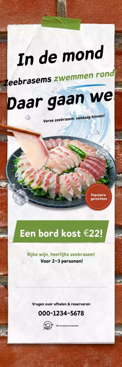 Het promoten van een net, grijs, vers sashimi-menu.