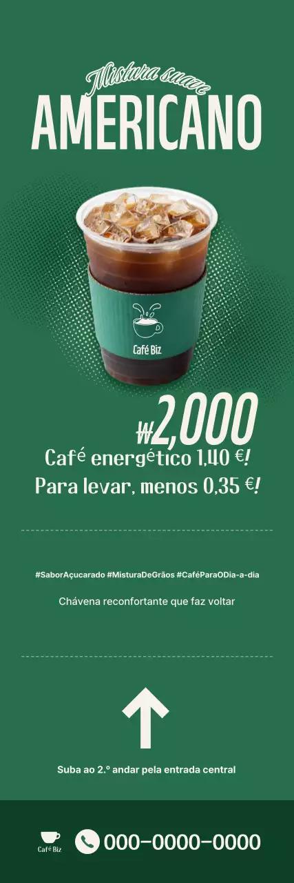 Promovendo o menu de café verde e simples
