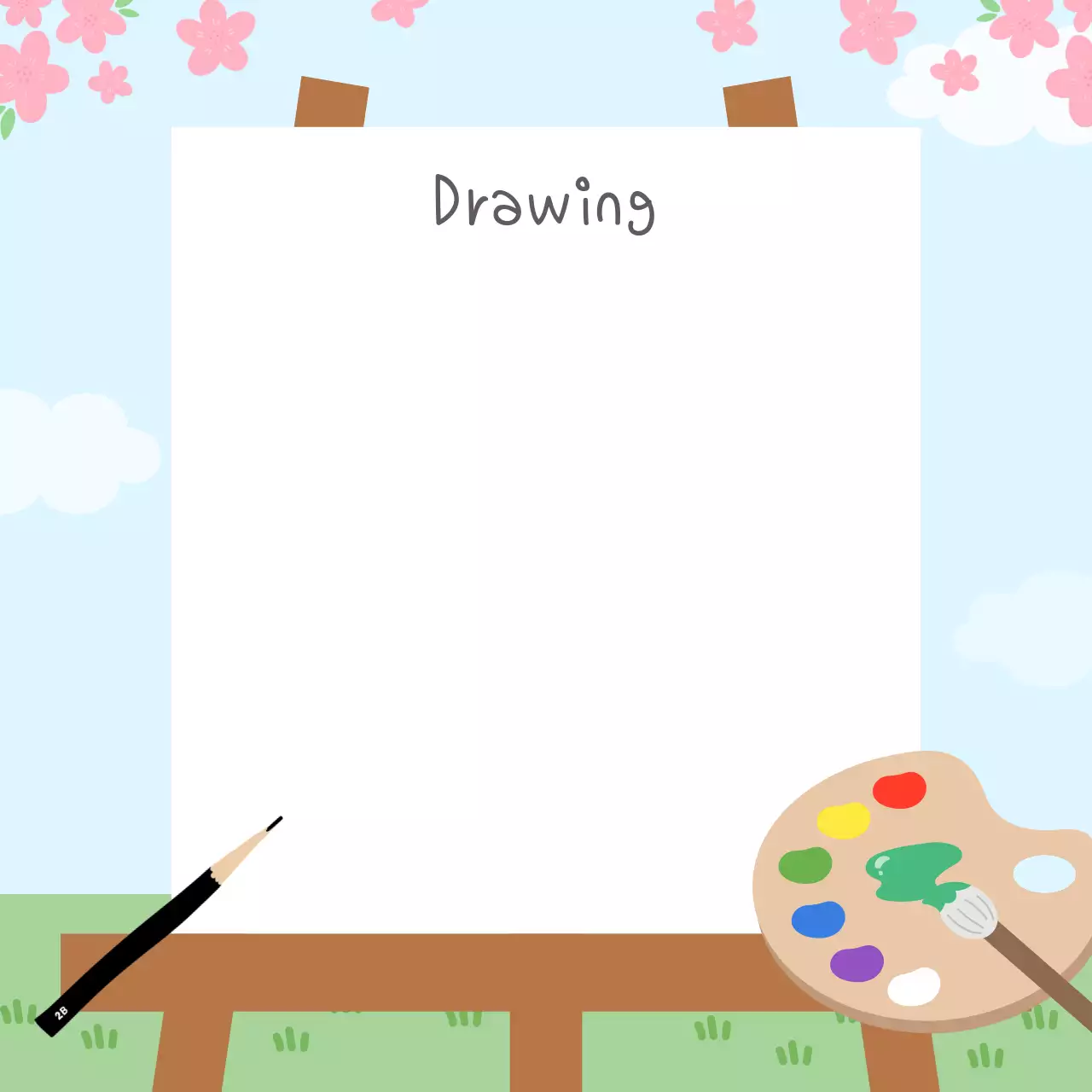 하늘색 심플 그림그리기 포토프레임