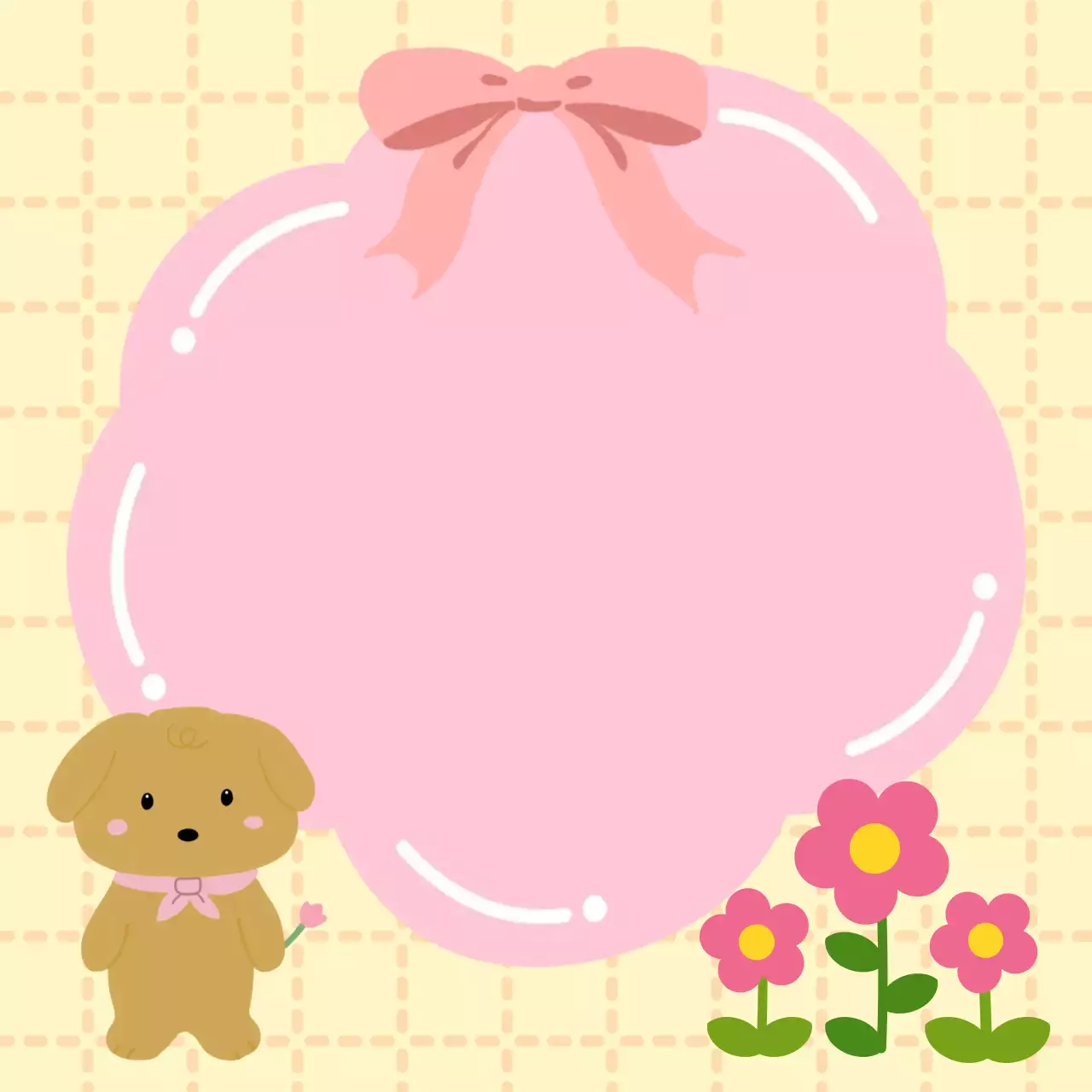 분홍 아기자기한 강아지 메모