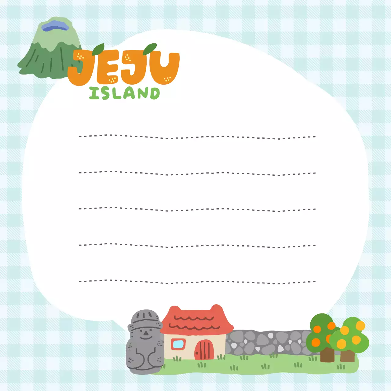 하늘색 미니멀 제주도 엽서