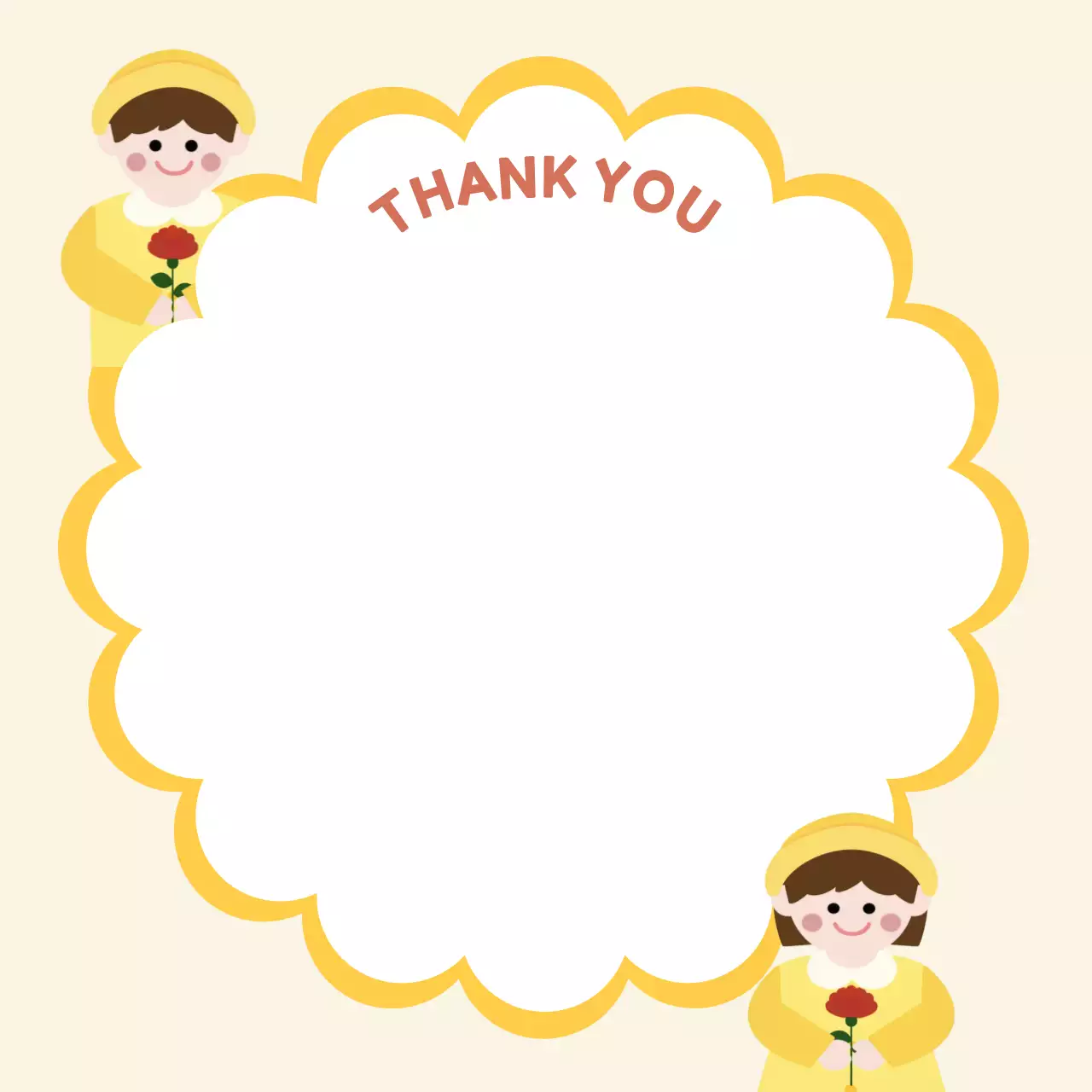 노란색 아기자기한 감사 카드 편지