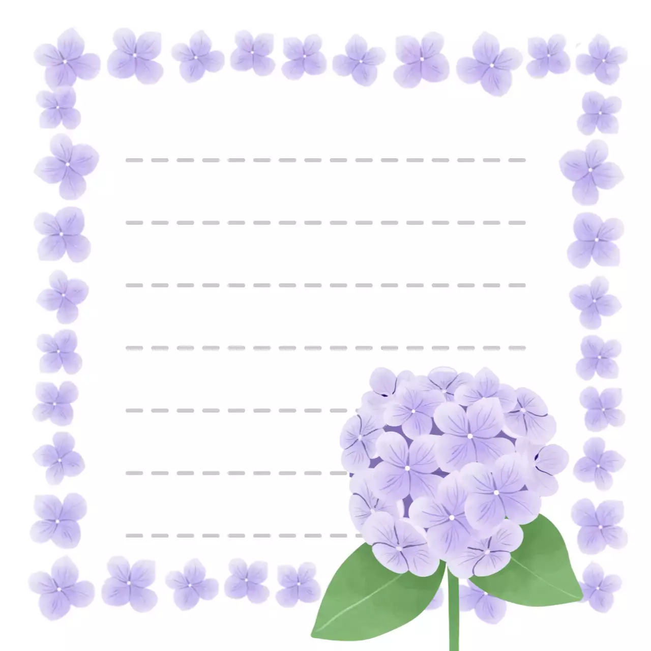 연보라 아기자기한 꽃 장식 엽서