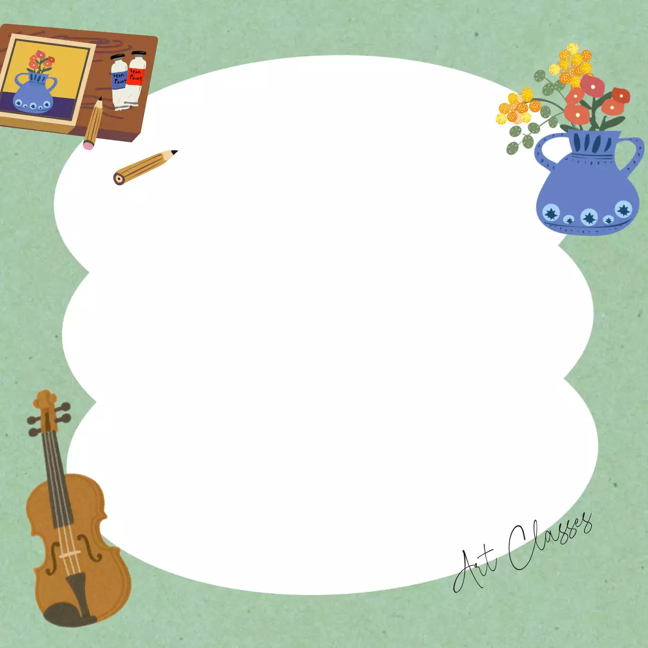 green artistic art class memo