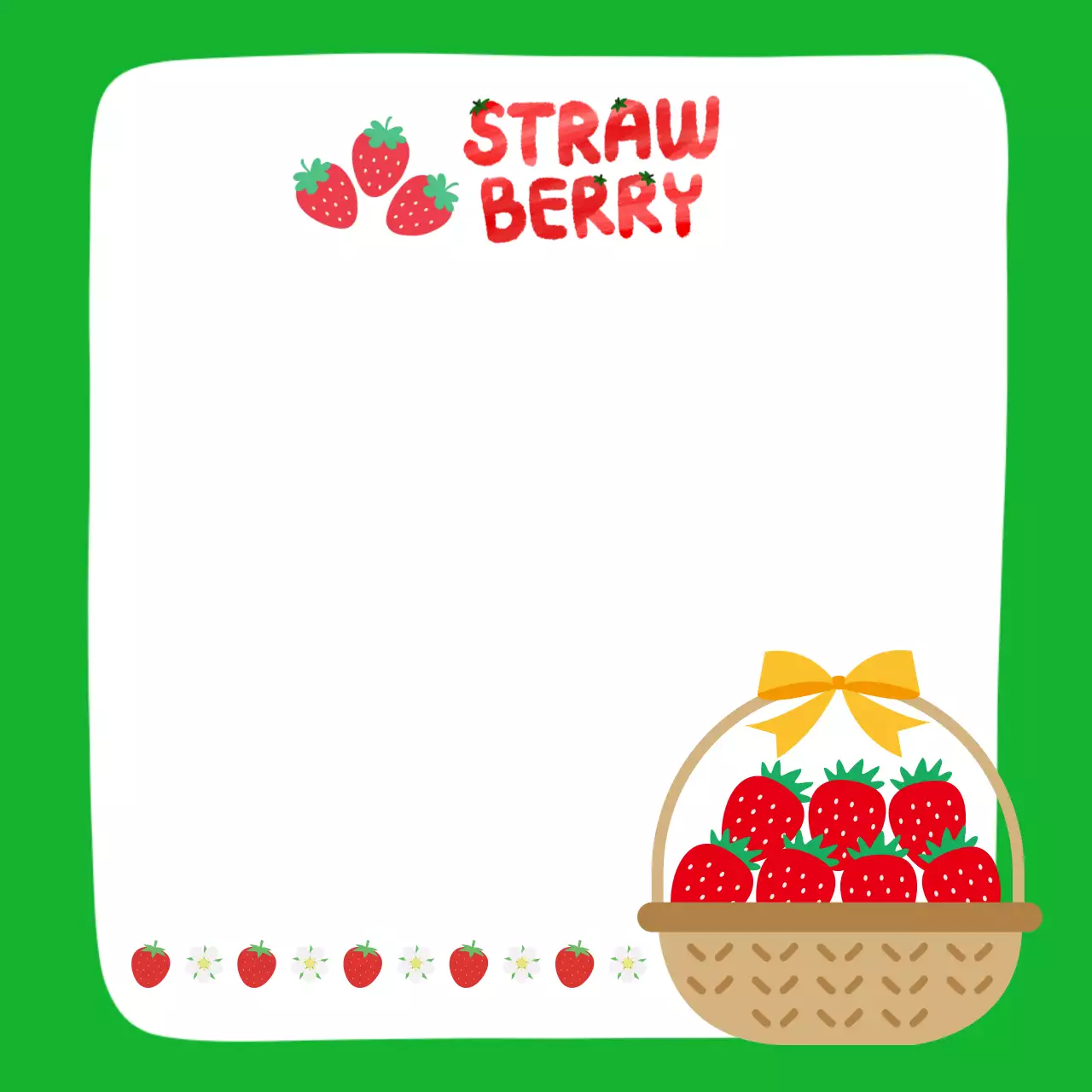 그린 레드 아기자기한 딸기 프레임