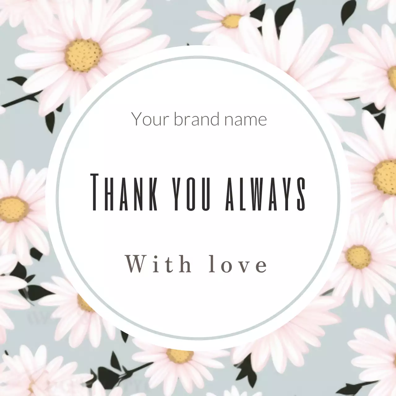 파스텔 블루 레트로 플라워 감사 인사