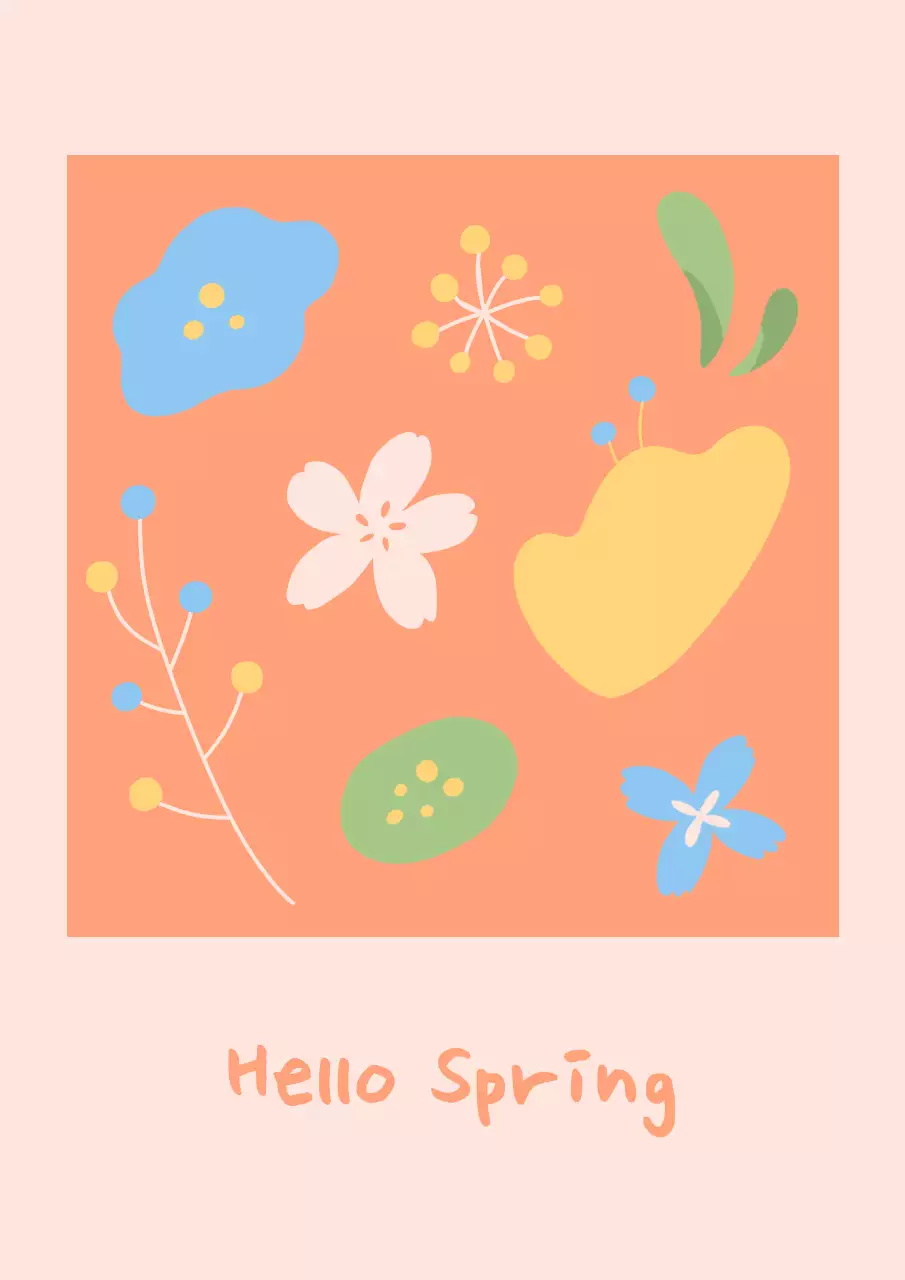 오렌지색 심플한 꽃 인사