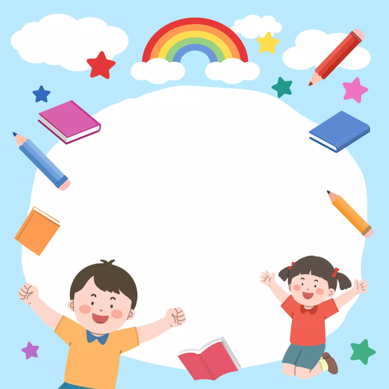 하늘색 아기자기한 어린이 독서 교육