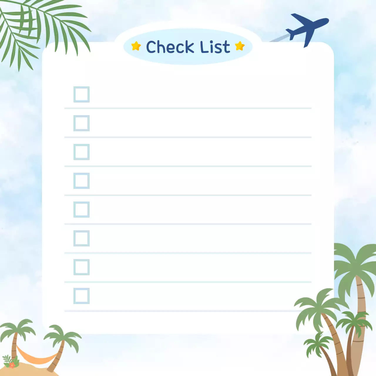 하늘색 미니멀 여행 준비 안내