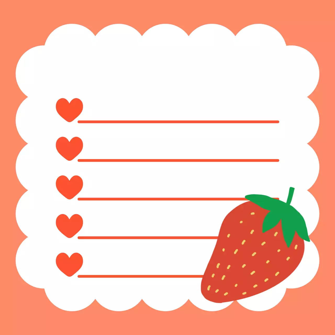 주황색 심플 딸기 메모지