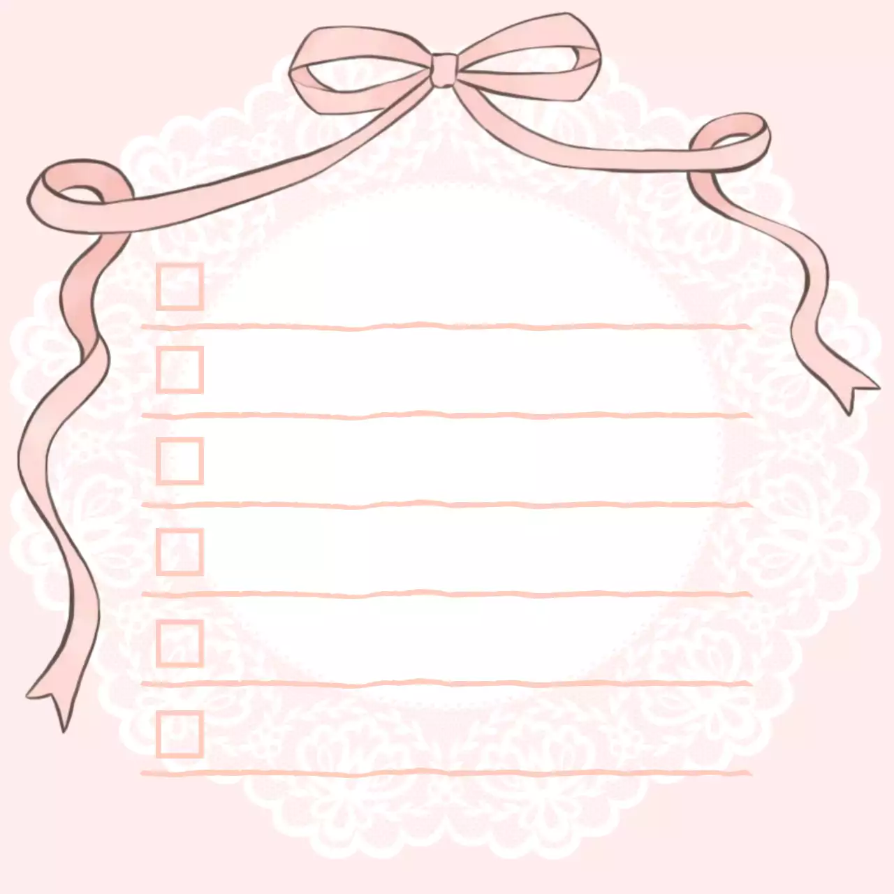 분홍색 아기자기한 리본 메모