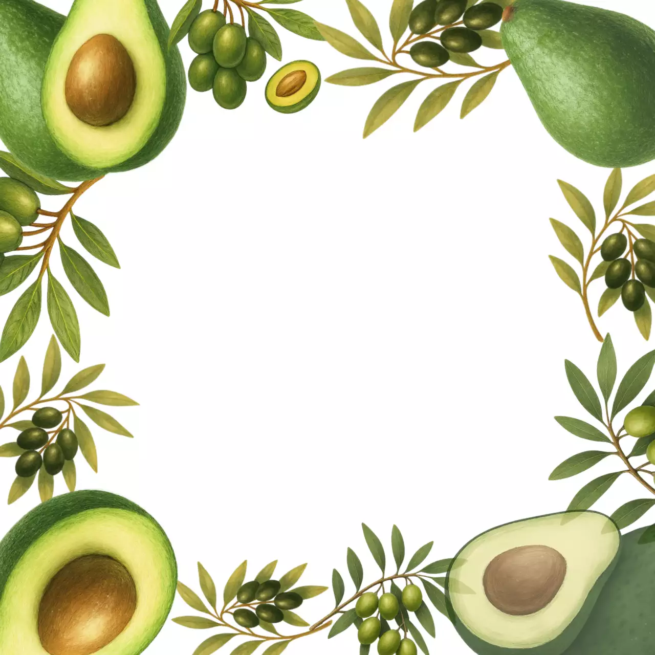 초록 싱그러운 avocado-olive 포토프레임