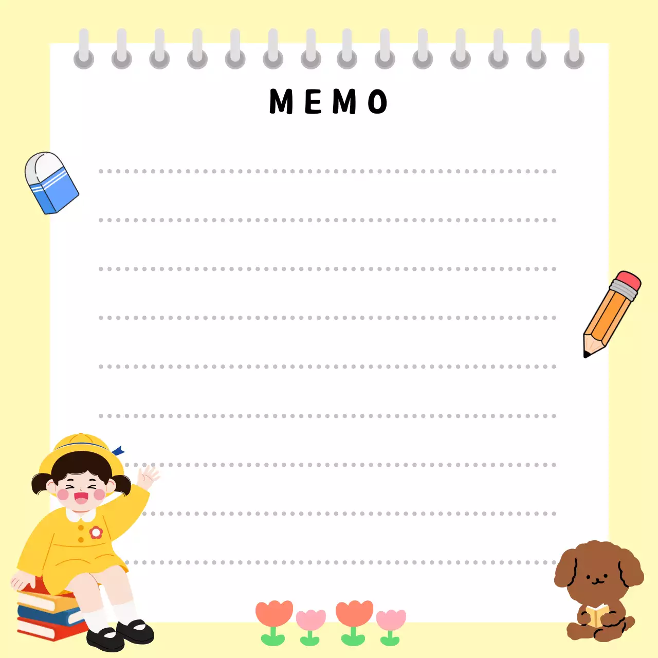 노랑 아기자기한 독서 메모