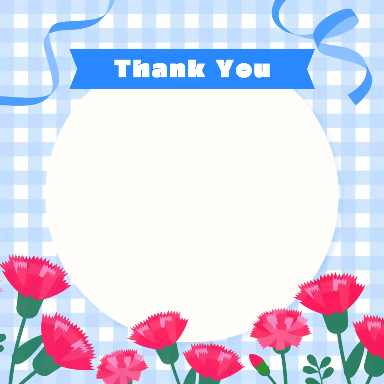 하늘색 아기자기한 감사 카드 프레임