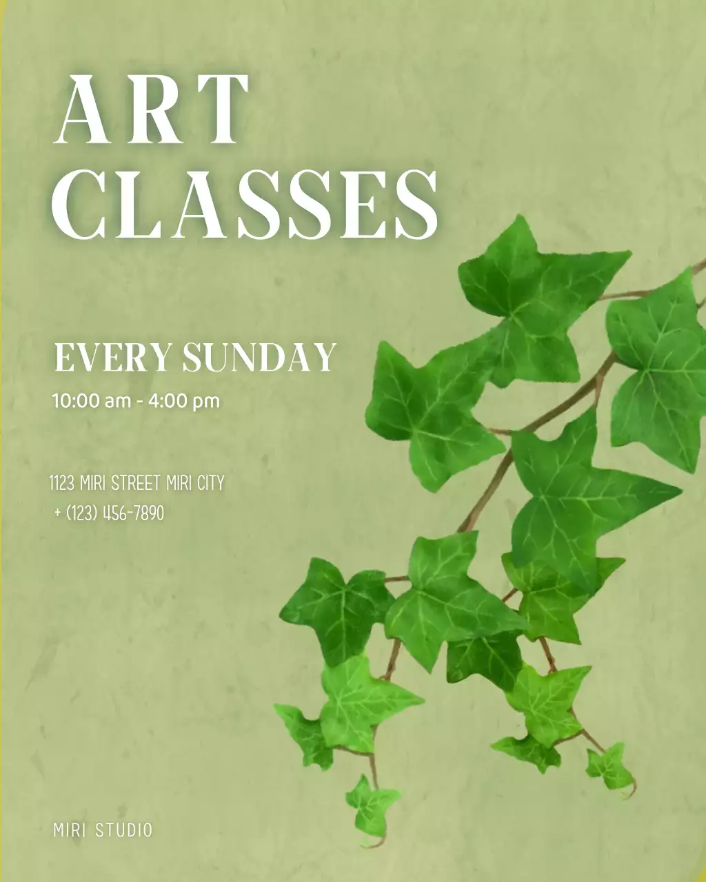 녹색 심플 미술 수업 광고