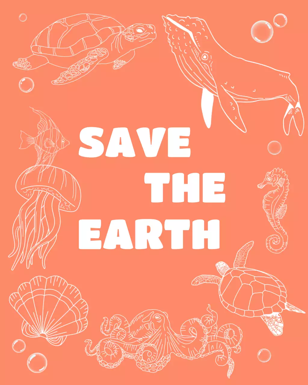 코랄색 심플한 지구의날 게시글