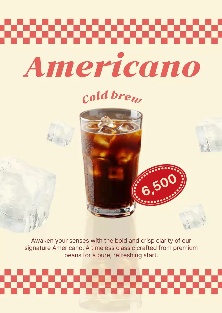 빨강 심플 음료 메뉴 홍보