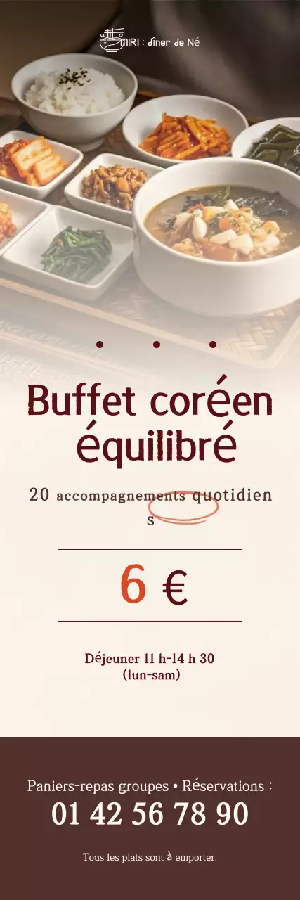 Promotion d'un buffet coréen brun soigné